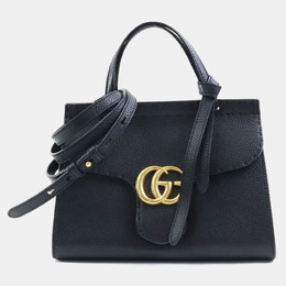 Gucci: Чёрная сумка через плечо  GG Marmont