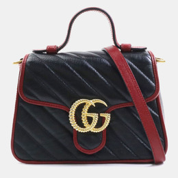 Gucci: Чёрная сумка  GG Marmont