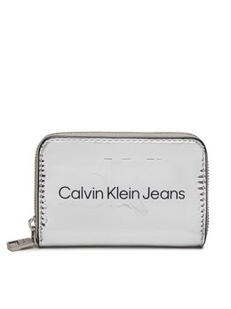 Calvin Klein Jeans: Серебристый кошелёк 