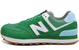 New Balance: Зелёные кроссовки  574
