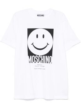 Moschino: Белая футболка  Smiley