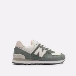 New Balance: Зелёные кроссовки  574