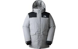 The North Face: Серый пуховик 