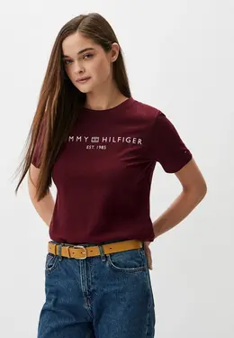 Tommy Hilfiger: Бордовая футболка 