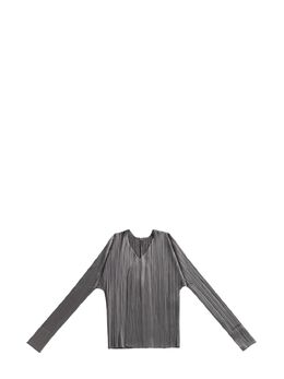 Pleats Please Issey Miyake: Блуза с v-образным вырезом 