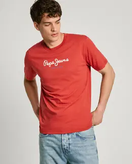 Pepe Jeans: Оранжевая футболка 