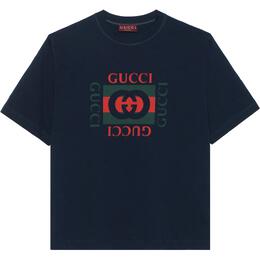 Gucci: Синяя футболка 