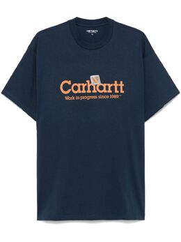 Carhartt WIP: Синяя футболка  Script