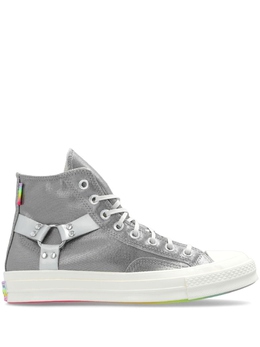 Converse: Серебристые кроссовки  Chuck 70 Hi