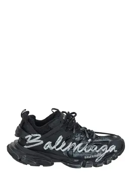 Balenciaga: Чёрные кроссовки  Track