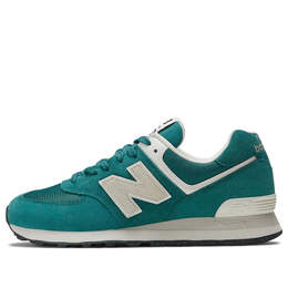 New Balance: Зелёные кроссовки  574