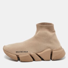 Balenciaga: Бежевые кроссовки  Speed Trainer