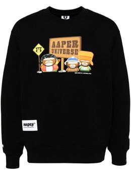 AAPE BY *A BATHING APE®: Чёрный свитшот 