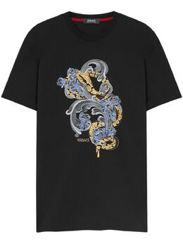 Versace: Чёрная футболка 