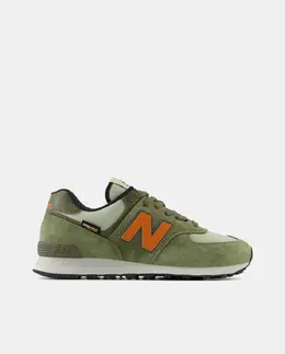 New Balance: Зелёные кроссовки  574