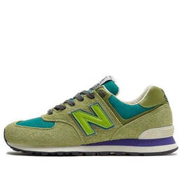 New Balance: Зелёные кроссовки  574