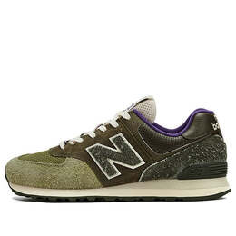 New Balance: Зелёные кроссовки  574