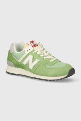 New Balance: Зелёные кроссовки 