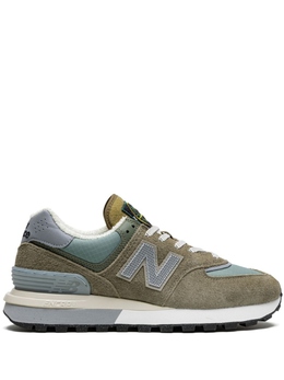 New Balance: Зелёные кроссовки  574