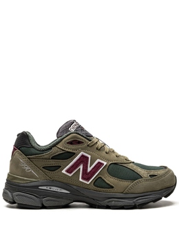 New Balance: Зелёные кроссовки 