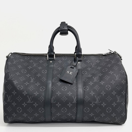 Louis Vuitton: Чёрная сумка  Keepall 45