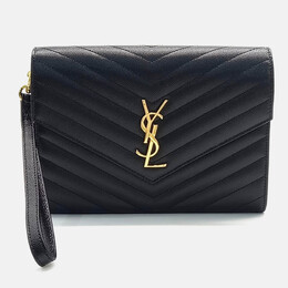 Saint Laurent Paris: Чёрный клатч  Monogram Envelope