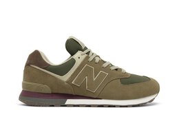 New Balance: Зелёные кроссовки  574