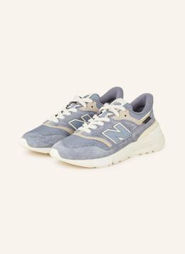 New Balance: Синие кроссовки 