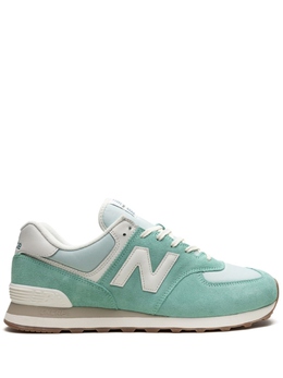 New Balance: Зелёные кроссовки  574