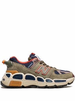 New Balance: Зелёные кроссовки  574