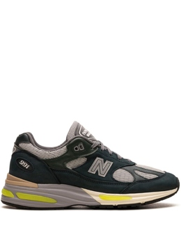New Balance: Зелёные кроссовки  991