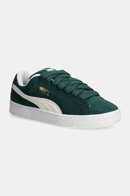 PUMA: Зелёные кроссовки  Suede