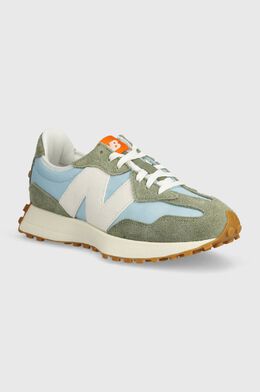 New Balance: Зелёные кроссовки  327