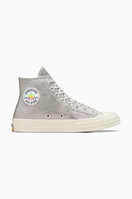 Converse: Серебристые кроссовки  Chuck 70 Hi