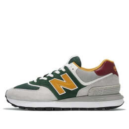 New Balance: Зелёные кроссовки  574