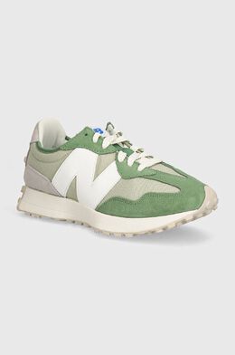 New Balance: Зелёные кроссовки  327