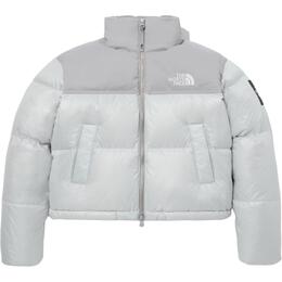 The North Face: Серый пуховик 