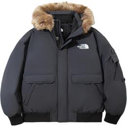 The North Face: Серый пуховик 