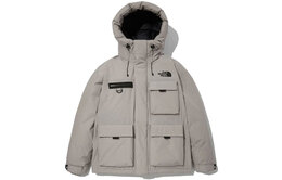 The North Face: Серый пуховик 