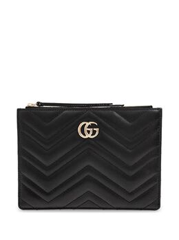 Gucci: Чёрный клатч  GG Marmont