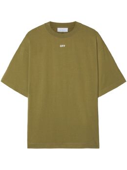 Off-White: Зелёная футболка 