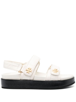 Tory Burch: Белые шлёпанцы  Double T