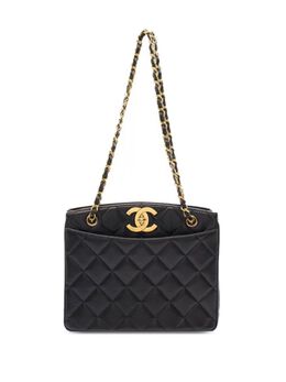 CHANEL Pre-Owned: Чёрная сумка-шоппер 