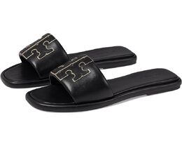 Tory Burch: Чёрные сандалии  Double T