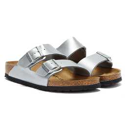 Birkenstock: Серебристые сандалии  Arizona Birko Flor