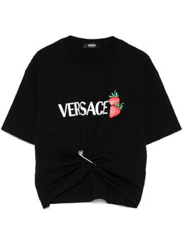 Versace: Чёрная футболка 