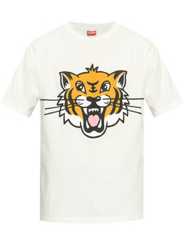 Kenzo: Белая футболка  Tiger