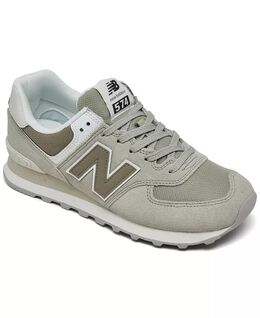 New Balance: Зелёные кроссовки  574