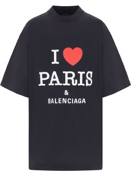 Balenciaga: Чёрная футболка  Paris