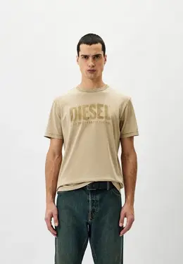 Diesel: Бежевая футболка 